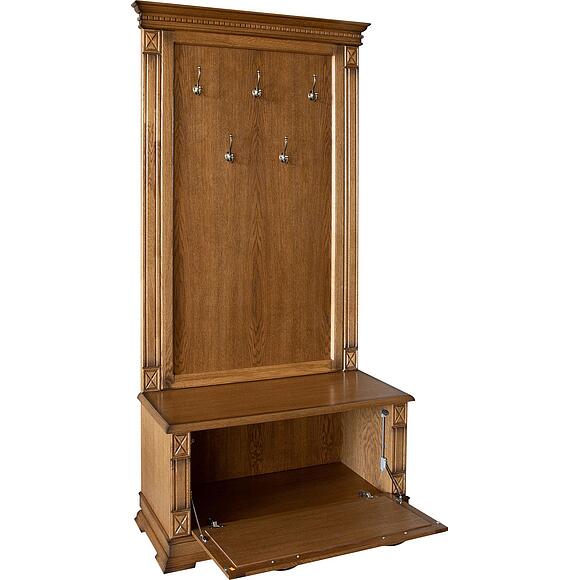 Тумба с вешалкой «Верди Классик» П3.0487.3.06, Материал: массив дуба, Цвет: Дуб рустикаль с патинированием