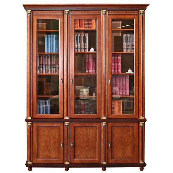 Шкаф для книг «Валенсия Классик» П3.0589.2.06, Материал: массив березы, Цвет: Каштан