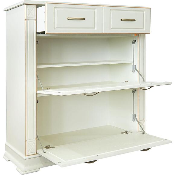 Тумба для обуви «Верди Классик» П3.0487.3.21, Материал: массив дуба, Цвет: Слоновая кость с золочением