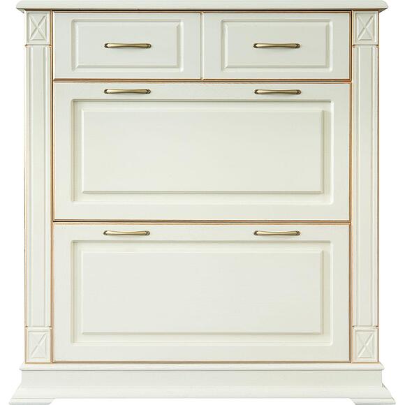 Тумба для обуви «Верди Классик» П3.0487.3.21, Материал: массив дуба, Цвет: Слоновая кость с золочением