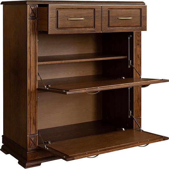 Тумба для обуви «Верди Классик» П3.0487.3.21, Материал: массив дуба, Цвет: Черешня с золочением