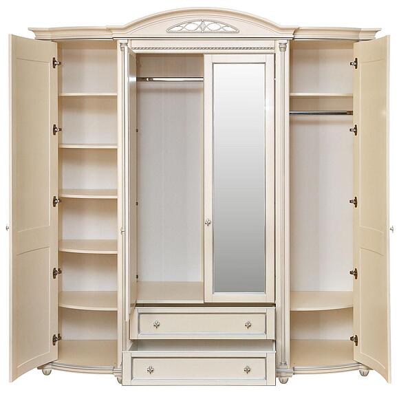 Шкаф для одежды 4д «Валенсия Классик» П3.0589.1.11, Материал: массив березы, Цвет: Античная темпера с серебром (shkaf_dlya_odejdy_valensiya_4_p254_11_antich_tempera_serebro_3.jpg) Шкаф для одежды 4д «Валенсия Классик» П3.0589.1.11, Материал: массив березы, Цвет: Античная темпера с серебром