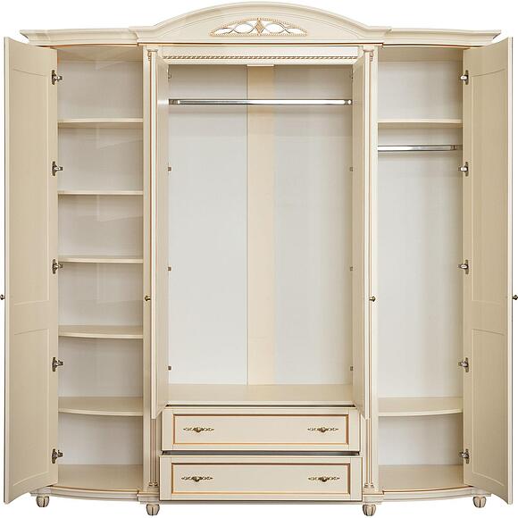 Шкаф для одежды 4д «Валенсия Классик» П3.0589.1.11, Материал: массив березы, Цвет: Античная темпера с золочением (Shkaf_Valensiya_P254-11_antichnaya_tempera_s_zolochen.jpg) Шкаф для одежды 4д «Валенсия Классик» П3.0589.1.11, Материал: массив березы, Цвет: Античная темпера с золочением