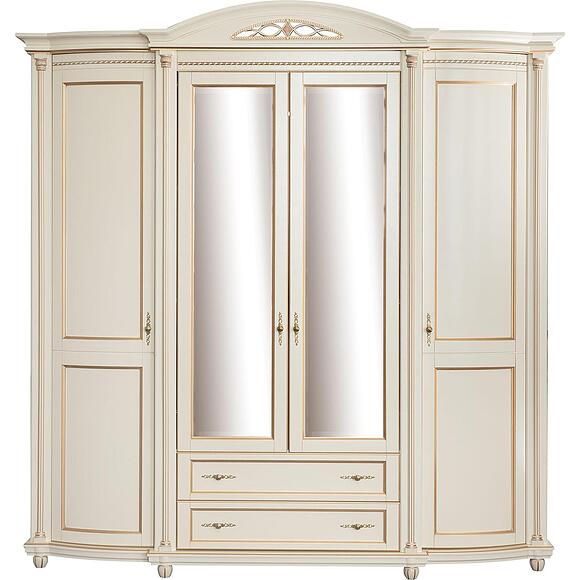 Шкаф для одежды 4д «Валенсия Классик» П3.0589.1.11, Материал: массив березы, Цвет: Античная темпера с золочением (Shkaf_Valensiya_P254-11_antichnaya_tempera_s_zolochenie.jpg) Шкаф для одежды 4д «Валенсия Классик» П3.0589.1.11, Материал: массив березы, Цвет: Античная темпера с золочением