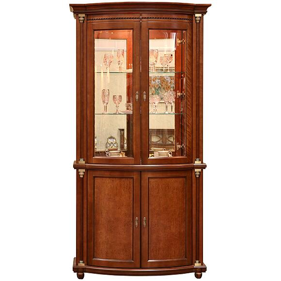 Шкаф комбинированный 2д «Валенсия Классик» П3.0589.0.02, Материал: массив березы, Цвет: Каштан (shkaf_s_vitrinoi_valensiya_2z_p244_15_r46_patinir_2-1.jpg) Шкаф комбинированный 2д «Валенсия Классик» П3.0589.0.02, Материал: массив березы, Цвет: Каштан