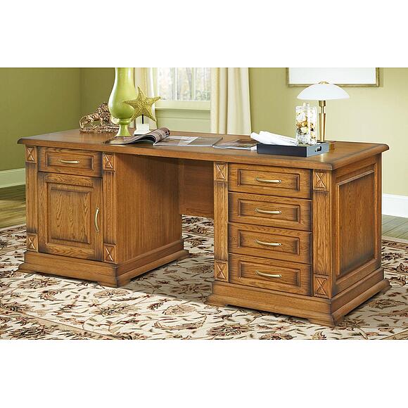 Стол письменный «Верди Классик» П3.0487.2.07, Материал: массив дуба, Цвет: Дуб рустикаль с патинированием