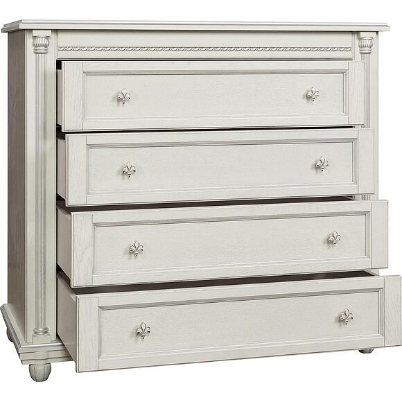 Комод «Валенсия Д Классик» П3.0591.1.13, Материал: массив дуба, Цвет: Слоновая кость с серебром