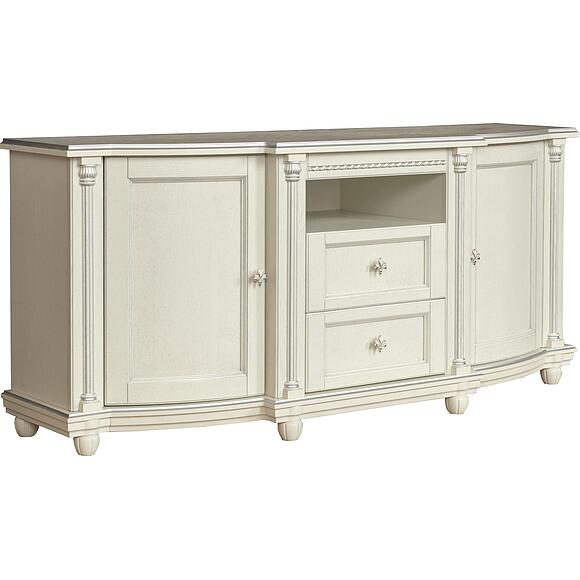 Тумба ТВ «Валенсия Д Классик» П3.0591.0.10, Материал: массив дуба, Цвет: Слоновая кость с серебром