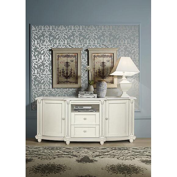 Тумба ТВ «Валенсия Д Классик» П3.0591.0.10, Материал: массив дуба, Цвет: Слоновая кость с серебром