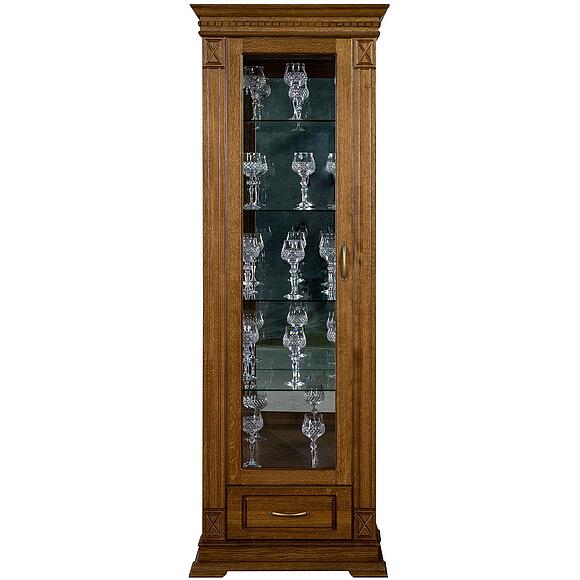 Шкаф-витрина «Верди Классик» П1.0487.0.11-01, Материал: массив дуба, Цвет: Дуб рустикаль (Shkaf-s-vitrinoy_VerdiLux_1z-P487-11z-01-dub-rustikal.jpg) Шкаф-витрина «Верди Классик» П1.0487.0.11-01, Материал: массив дуба, Цвет: Дуб рустикаль