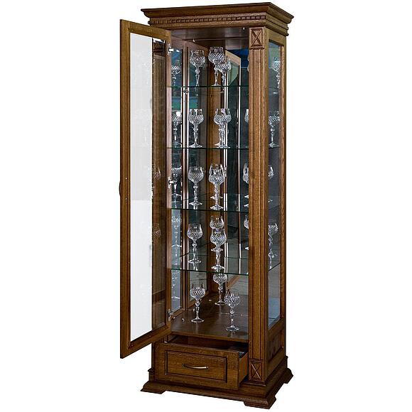 Шкаф-витрина «Верди Классик» П1.0487.0.11-01, Материал: массив дуба, Цвет: Дуб рустикаль (Shkaf-s-vitrinoy_VerdiLux_1z-P487-11z-01-dub-rustikal2.jpg) Шкаф-витрина «Верди Классик» П1.0487.0.11-01, Материал: массив дуба, Цвет: Дуб рустикаль