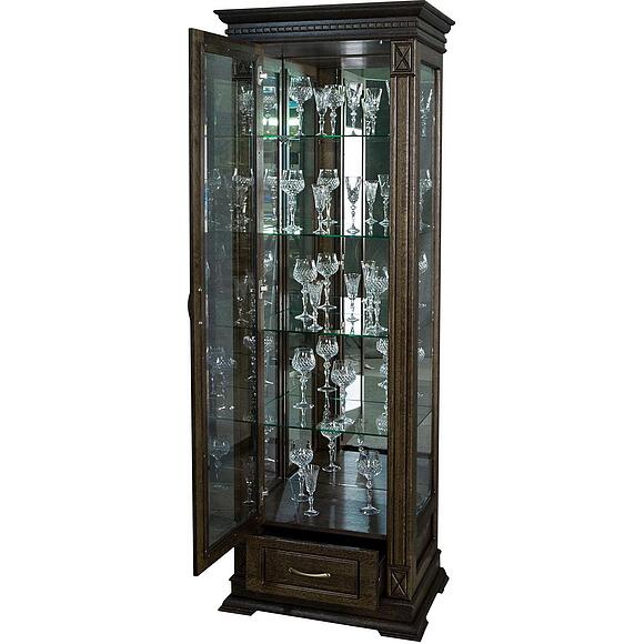 Шкаф-витрина «Верди Классик» П1.0487.0.11-01, Материал: массив дуба, Цвет: Венге (Shkaf-s-vitrinoy-Verdi-Lux_1z-P487-11z-venge2-2.jpg) Шкаф-витрина «Верди Классик» П1.0487.0.11-01, Материал: массив дуба, Цвет: Венге