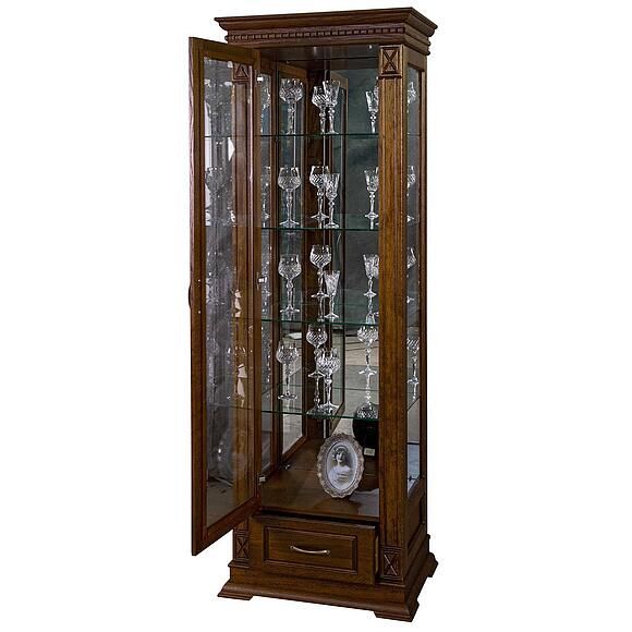 Шкаф-витрина «Верди Классик» П1.0487.0.11-01, Материал: массив дуба, Цвет: Черешня (Shkaf-s-vitrinoy-Verdi-Lux_1z-P487-11z-01-chereshnya2.jpg) Шкаф-витрина «Верди Классик» П1.0487.0.11-01, Материал: массив дуба, Цвет: Черешня