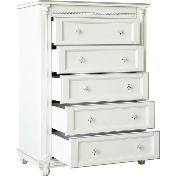 Комод «Валенсия Д Классик» П3.0591.1.14, Материал: массив дуба, Цвет: Слоновая кость с серебром