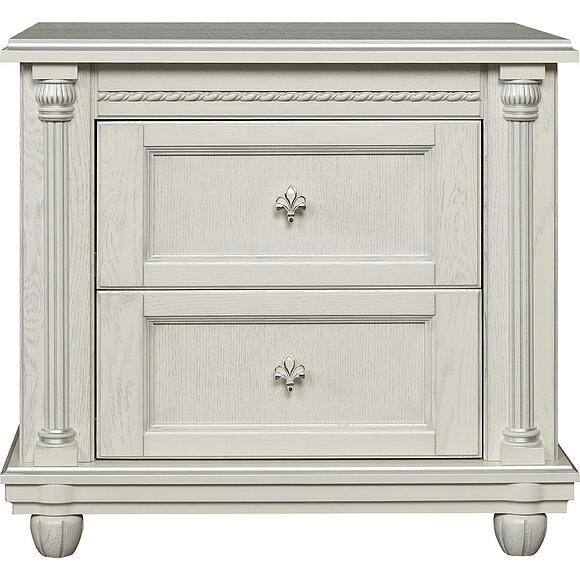 Тумба прикроватная «Валенсия Д Классик» П03.591.1.12, Материал: массив дуба, Цвет: Слоновая кость с серебром