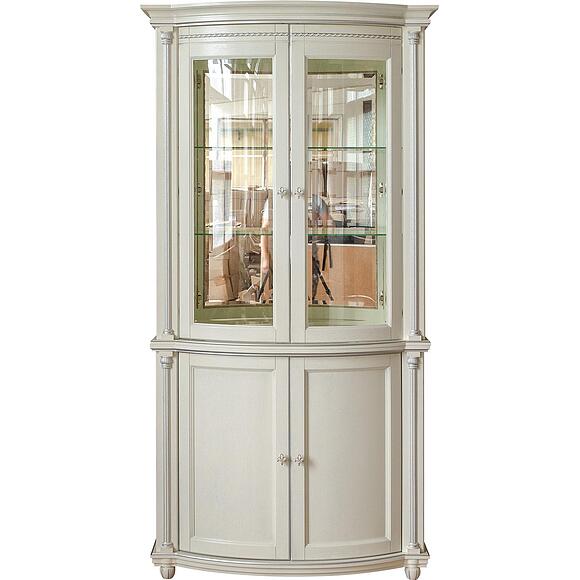 Шкаф комбинированный 2д «Валенсия Д Классик» П3.0591.0.02, Материал: массив дуба, Цвет: Слоновая кость с серебром