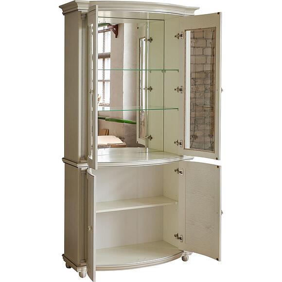 Шкаф комбинированный 2д «Валенсия Д Классик» П3.0591.0.02, Материал: массив дуба, Цвет: Слоновая кость с серебром