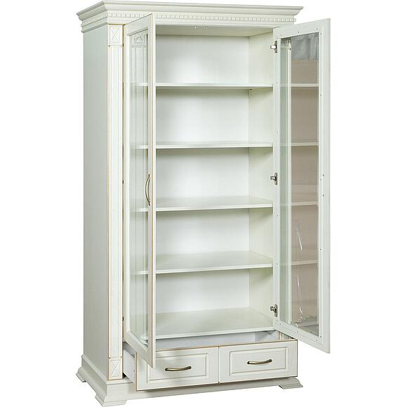 Шкаф 2д «Верди Классик» П1.0487.0.27, Материал: массив дуба, Цвет: Слоновая кость с золочением