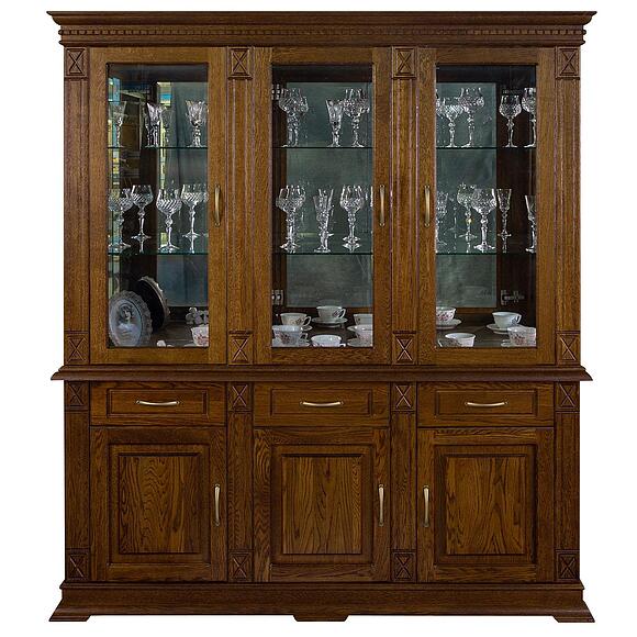 Шкаф комбинированный 3д «Верди Классик» П1.0487.0.20, Материал: массив дуба, Цвет: Черешня (Shkaf_VerdiLux_3z-P487-20z--chereshnya.jpg) Шкаф комбинированный 3д «Верди Классик» П1.0487.0.20, Материал: массив дуба, Цвет: Черешня