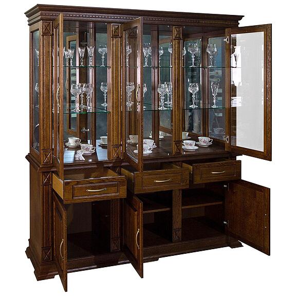 Шкаф комбинированный 3д «Верди Классик» П1.0487.0.20, Материал: массив дуба, Цвет: Черешня (Shkaf_VerdiLux_3z-P487-20z--chereshnya2.jpg) Шкаф комбинированный 3д «Верди Классик» П1.0487.0.20, Материал: массив дуба, Цвет: Черешня