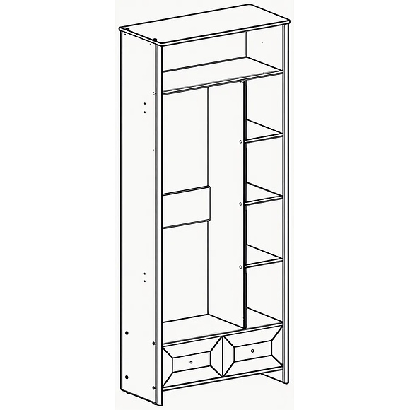 Шкаф для одежды 2Д «Парма» П7.050.1.19, Материал: ЛДСП+МДФ, Цвет: сосна рандерс + дуб кантри золотой
