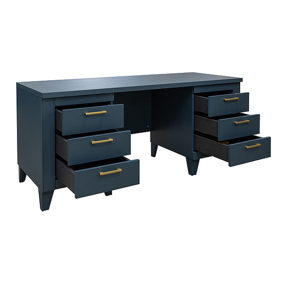 Стол письменный 2т «Амадей» П6.635.2.17 (П635.17), Материал: массив дуба, Цвет: Королевский синий