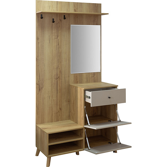 Шкаф комбинированный «Симпл» П7.058.3.10, Материал: ЛДСП, Цвет: Персидский жемчуг + дуб кантри золотой