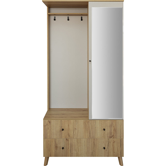 Шкаф комбинированный «Симпл» П7.058.3.11, Материал: ЛДСП, Цвет: Персидский жемчуг + дуб кантри золотой