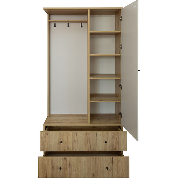 Шкаф комбинированный «Симпл» П7.058.3.11, Материал: ЛДСП, Цвет: Персидский жемчуг + дуб кантри золотой