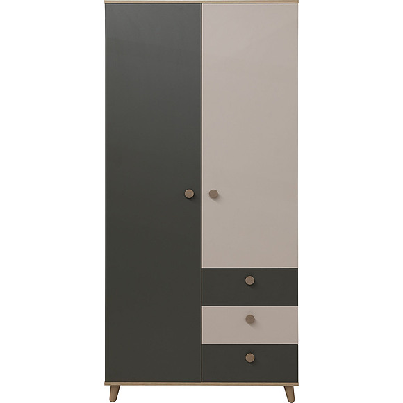 Шкаф для одежды «Вена» П6.115.1.01, Материал: ЛДСП, Цвет: Базальт + Персидский жемчуг - Гикори Кингстон