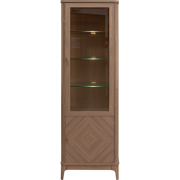 Шкаф-витрина «Армани» П1.135.0.11, Материал: массив (сращенный мебельный щит) дуба, Цвет: Дуб Крафт светлый