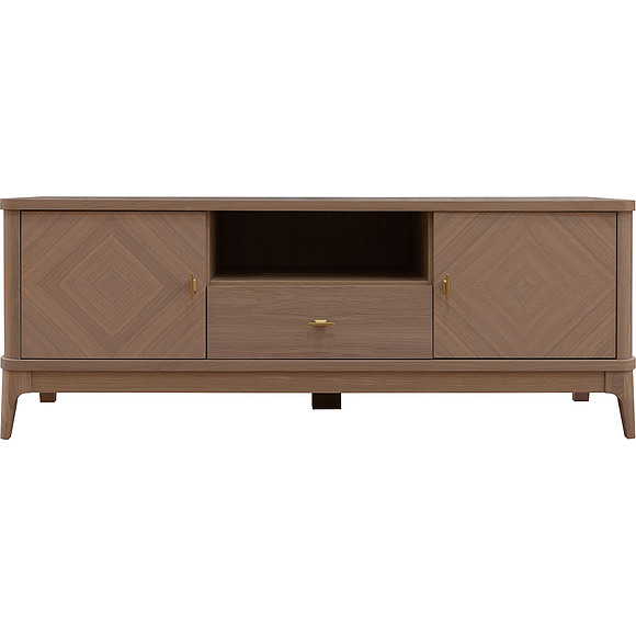 Тумба ТВ «Армани» П1.135.0.10, Материал: массив (сращенный мебельный щит) дуба, Цвет: Дуб Крафт светлый