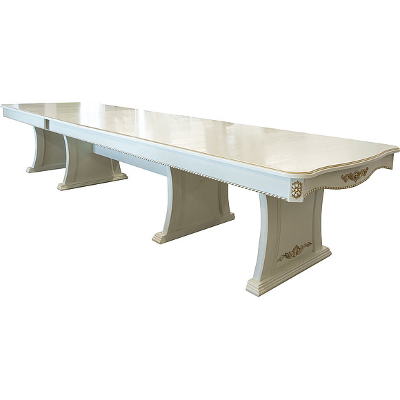 Стол обеденный «Гранд» П4.332.4.04, Материал: массив дуба, Цвет: Слоновая кость с золочением