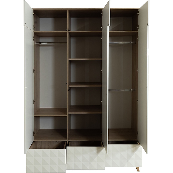 Шкаф для одежды «Тринити» П6.114.1.01, Материал: ЛДСП+МДФ, Цвет: Ваниль + Гикори Кингстон