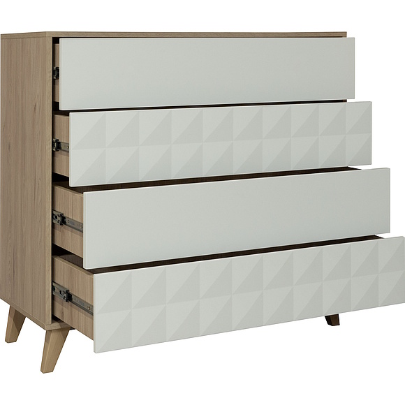 Комод «Тринити» П6.114.1.02, Материал: ЛДСП+МДФ, Цвет: Ваниль + Гикори Кингстон