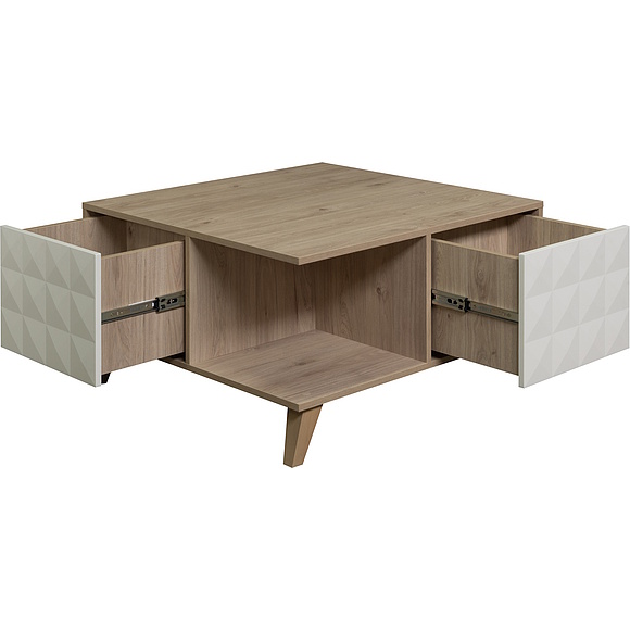 Стол журнальный «Тринити» П6.114.0.07, Материал: ЛДСП+МДФ, Цвет: Ваниль + Гикори Кингстон