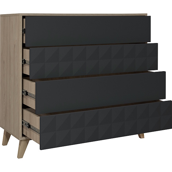 Комод «Тринити» П6.114.1.02, Материал: ЛДСП+МДФ, Цвет: Антрацит + Гикори Кингстон