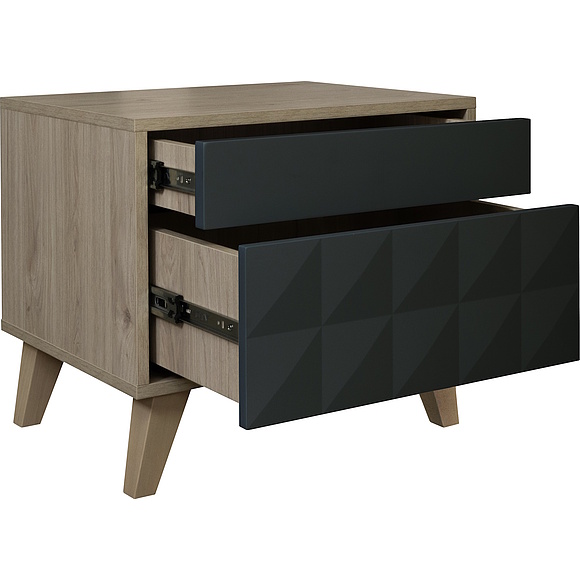 Тумба прикроватная «Тринити» П6.114.1.04, Материал: ЛДСП+МДФ, Цвет: Антрацит + Гикори Кингстон