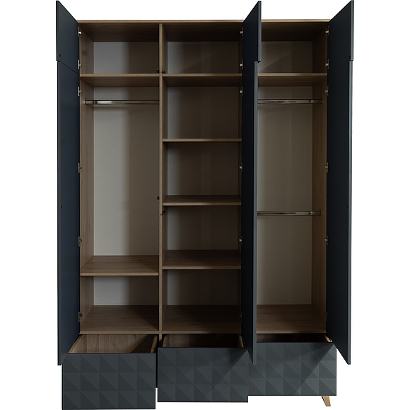 Шкаф для одежды «Тринити» П6.114.1.01, Материал: ЛДСП+МДФ, Цвет: Антрацит + Гикори Кингстон