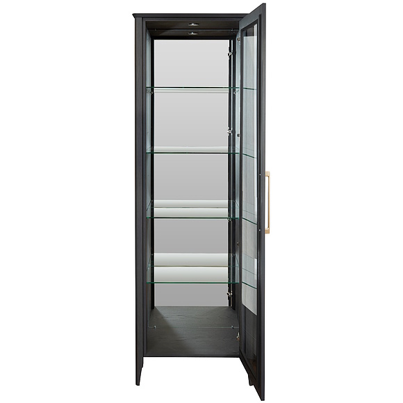 Шкаф-витрина «Оквуд» П3.142.0.01, Материал: массив дуба, Цвет: Графит