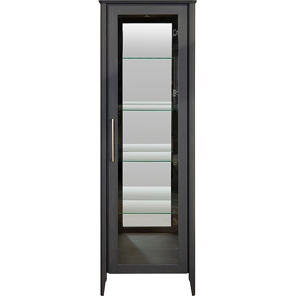 Шкаф-витрина «Оквуд» П3.142.0.01, Материал: массив дуба, Цвет: Графит