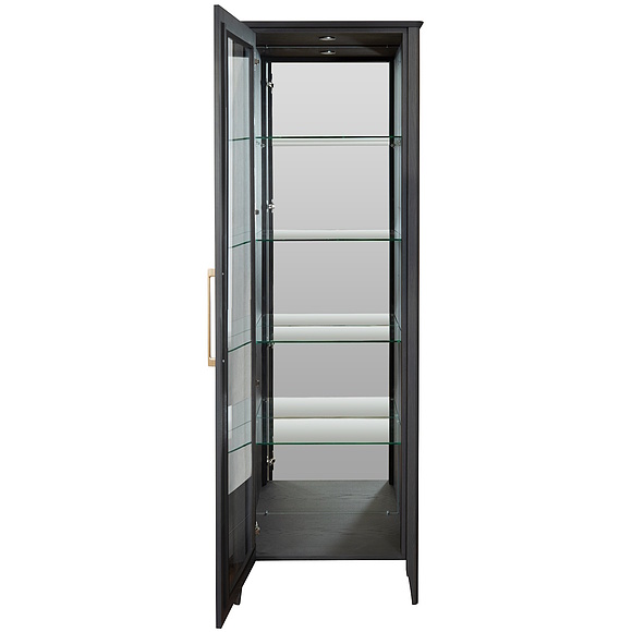 Шкаф-витрина «Оквуд» П3.142.0.01-01, Материал: массив дуба, Цвет: Графит