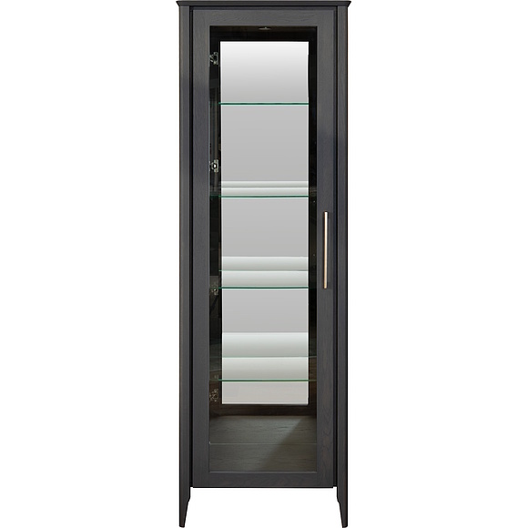 Шкаф-витрина «Оквуд» П3.142.0.01-01, Материал: массив дуба, Цвет: Графит