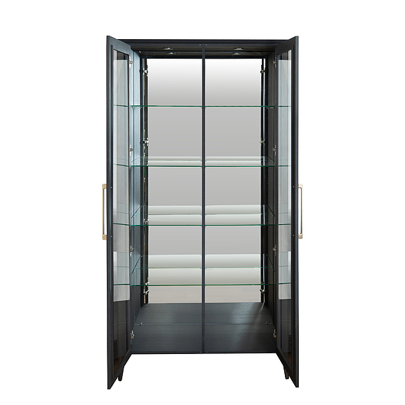 Шкаф-витрина 2д «Оквуд» П3.142.0.03, Материал: массив дуба, Цвет: Графит