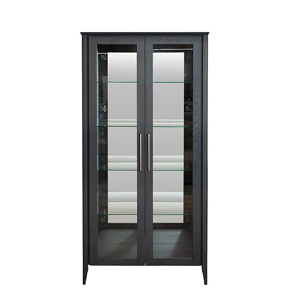 Шкаф-витрина 2д «Оквуд» П3.142.0.03, Материал: массив дуба, Цвет: Графит