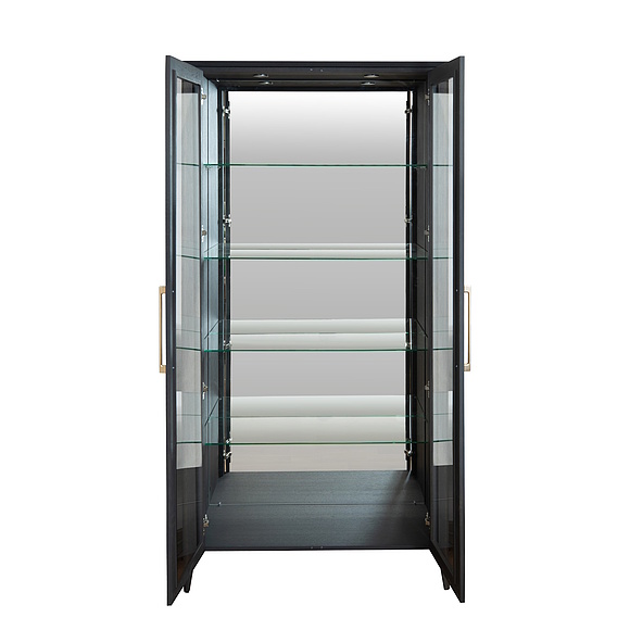 Шкаф-витрина 2д «Оквуд» П3.142.0.03, Материал: массив дуба, Цвет: Графит