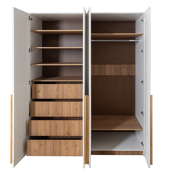 Шкаф для одежды 4д «Порта» П7.061.1.17, Материал: ЛДСП+МДФ, Цвет: Белый + Кедр Орегон