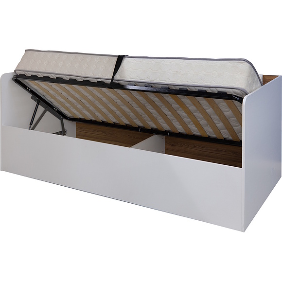 Кровать 1-09 «Порта» П7.061.1.01, Материал: ЛДСП, Цвет: Белый + Кедр Орегон, Спальное место: 2000х900 мм, Размер: 2047×944×850