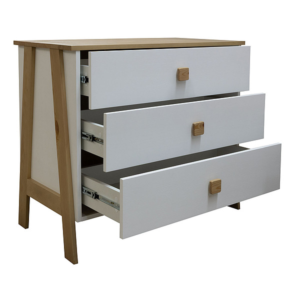 Комод «Этна» БМ2.784.1.01, Материал: массив сосны, Цвет: белый воск + темпо