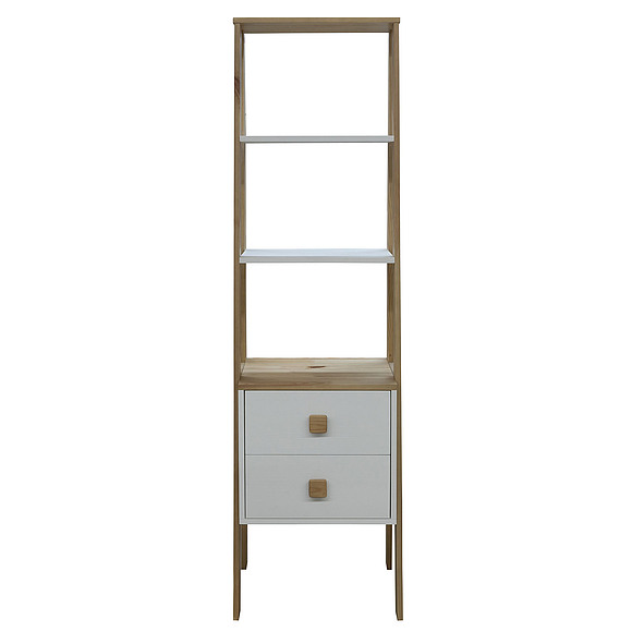 Стеллаж «Этна» БМ2.784.1.03, Материал: массив сосны, Цвет: белый воск + темпо